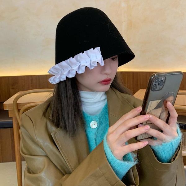 202011-shi8703 autumn winter wool designer style white lace lady bucket cap women fishermen hat, Blue;gray
202011-shi8703 autumn winter wool designer style white lace lady bucket cap women fishermen hat, Blue;gray