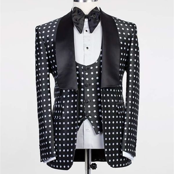 one button black polka dot groom tuxedos shawl lapel groomsmen mens wedding prom suits (jacket+pants+vest+tie) no:154 201106, White;black
one button black polka dot groom tuxedos shawl lapel groomsmen mens wedding prom suits (jacket+pants+vest+tie) no:154 201106, White;black