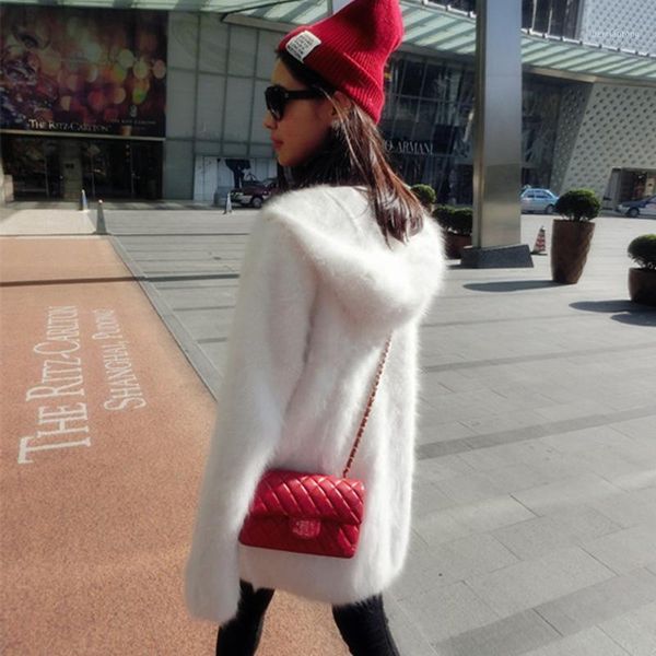 women's long plush mink cashmere sweater coat female with hooded cardigan real mink cashmere jacket wsr2901, White
women's long plush mink cashmere sweater coat female with hooded cardigan real mink cashmere jacket wsr2901, White