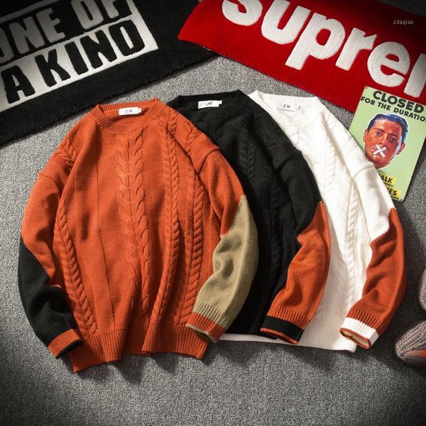 men's sweaters winter patchwork knit sweater men 2021 fashion mens hip hop crewneck pullover loose casual knitwear streetwear 1, White;black
men's sweaters winter patchwork knit sweater men 2021 fashion mens hip hop crewneck pullover loose casual knitwear streetwear 1, White;black