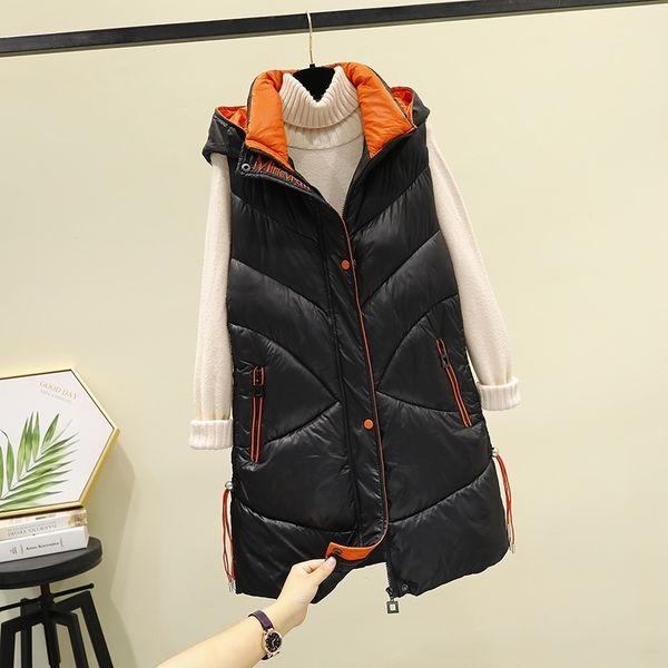 new women streetwear jacket cotton padded vest autumn winter thickening hooded long waistcoat female patchwork warm parkas 201102, Black;white
new women streetwear jacket cotton padded vest autumn winter thickening hooded long waistcoat female patchwork warm parkas 201102, Black;white