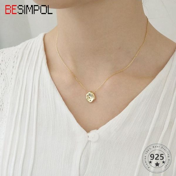 chains besimpol 2 colors silver 925 necklace elegant irregular gold pendant for women fashion fine jewelry gifts
chains besimpol 2 colors silver 925 necklace elegant irregular gold pendant for women fashion fine jewelry gifts
