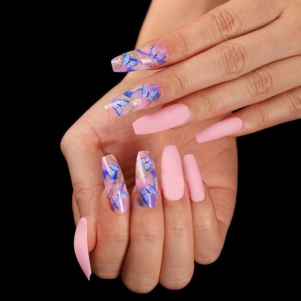 false nails 24pcs/set long ballerina blue pink butterfly with glue full cover nail art tip coffin decor manicure, Red;gold
false nails 24pcs/set long ballerina blue pink butterfly with glue full cover nail art tip coffin decor manicure, Red;gold
