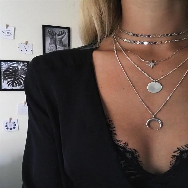 vintage geometric style necklaces for women boho fashion star moon round sequins pendant necklace jewelry party gift, Silver
vintage geometric style necklaces for women boho fashion star moon round sequins pendant necklace jewelry party gift, Silver