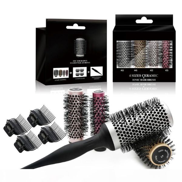 detachable barrels round brushes hair rollers hair combs clips professional salon styling brush, Silver
detachable barrels round brushes hair rollers hair combs clips professional salon styling brush, Silver