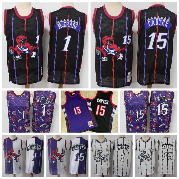 15 vince carter 1 tracy mcgrady toronto raptors men mitchell & ness city 1997-98 swingman basketball jersey, Black;red 
15 vince carter 1 tracy mcgrady toronto raptors men mitchell & ness city 1997-98 swingman basketball jersey, Black;red