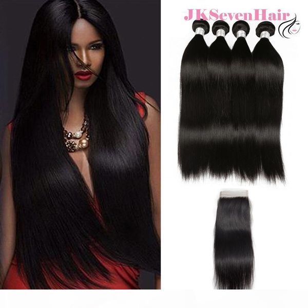 10a grade virgin brazilian straight human hair bundles 4pcs with lace closure peruvian indian hair weft with middle three part closure, Black
10a grade virgin brazilian straight human hair bundles 4pcs with lace closure peruvian indian hair weft with middle three part closure, Black