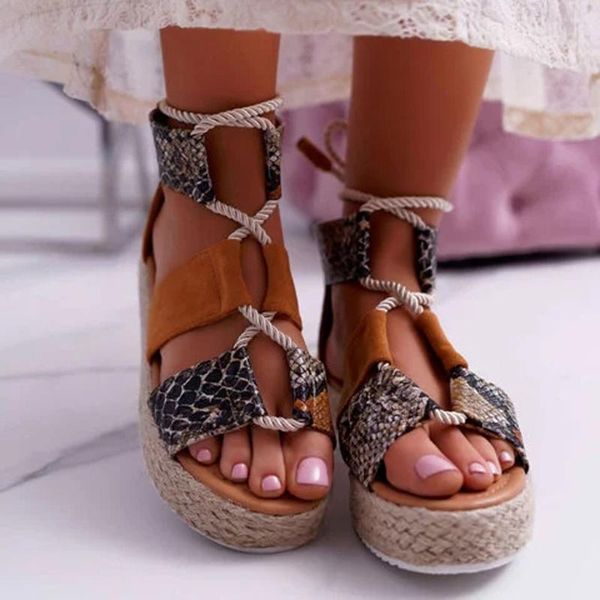 women wedges sandals shoes fashion snake print thick bottom lace-up strappy platform sandals mid heels female roman shoes #40, Black
women wedges sandals shoes fashion snake print thick bottom lace-up strappy platform sandals mid heels female roman shoes #40, Black