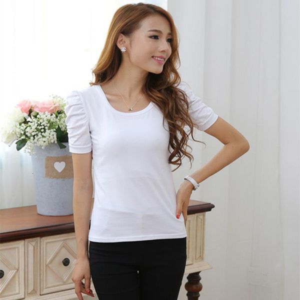2019 new summer large size women's short-sleeved t-shirt female bubble sleeves shrugging cotton compassion slim bottoming, White
2019 new summer large size women's short-sleeved t-shirt female bubble sleeves shrugging cotton compassion slim bottoming, White
