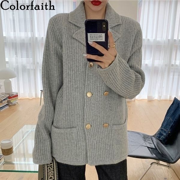 colorfaith autumn winter women's sweaters double breast knitted turn-down collar button cardigans pockets knitwears swc7780 y200915, White;black
colorfaith autumn winter women's sweaters double breast knitted turn-down collar button cardigans pockets knitwears swc7780 y200915, White;black