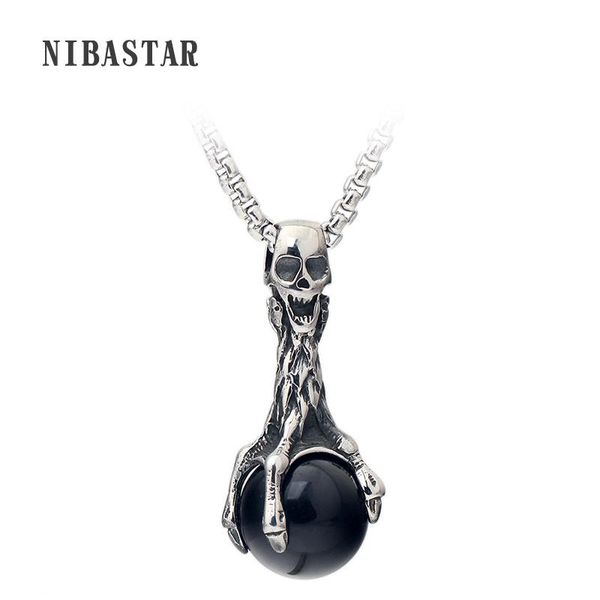 chains unique design punk style skull with ball stainless steel necklace pendant for men, Silver
chains unique design punk style skull with ball stainless steel necklace pendant for men, Silver
