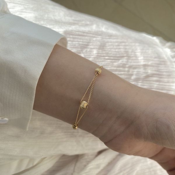 5kjbwill not luxury good luck gold fade transfer beads bracelet simple