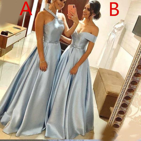 two difference neckline prom dresses with sash long ruched satin evening party formal women vestidos zipper back, Black
two difference neckline prom dresses with sash long ruched satin evening party formal women vestidos zipper back, Black