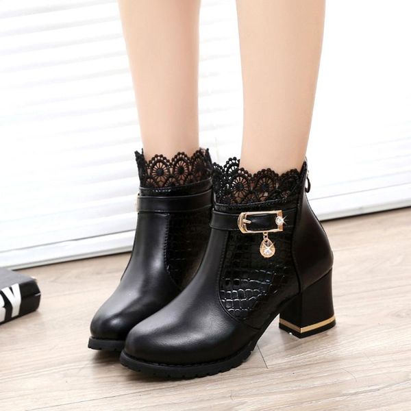 new woman winter ankle boots crocodile pattern elegent lace female square heel shoes round toe spring autumn boots, Black
new woman winter ankle boots crocodile pattern elegent lace female square heel shoes round toe spring autumn boots, Black