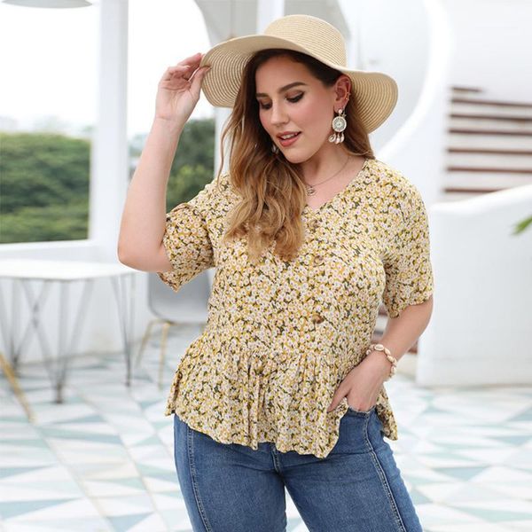 plus size shirt women's cotton casual buttons printed ruffled short-sleeved v-neck slim elegant blouse summer shirt 2020 new1, White
plus size shirt women's cotton casual buttons printed ruffled short-sleeved v-neck slim elegant blouse summer shirt 2020 new1, White