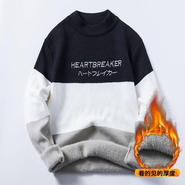men's sweaters turtleneck sweater black and white brand knitted pullover stitching casual autumn winter, White;black
men's sweaters turtleneck sweater black and white brand knitted pullover stitching casual autumn winter, White;black