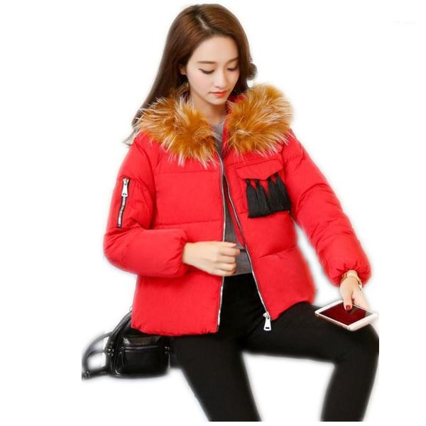 2018new fashion women short down jackets hooded fur collar winter coats loose cotton-padded with tassels thicken parkas q10241, Black
2018new fashion women short down jackets hooded fur collar winter coats loose cotton-padded with tassels thicken parkas q10241, Black