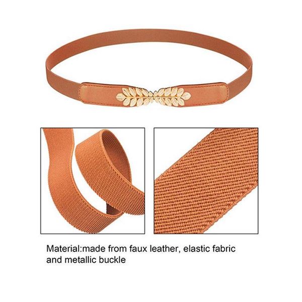 new women einstellbare gold metal leaf interlock buckle elastic stretch waist belt waistband cinch belt new, Black;brown
new women einstellbare gold metal leaf interlock buckle elastic stretch waist belt waistband cinch belt new, Black;brown