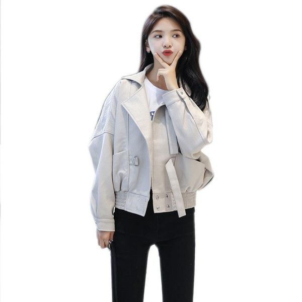 casual loose women short faux leather jacket fashion turn-down collar bomber pu jackets and coats solid pockets streetwear, Black
casual loose women short faux leather jacket fashion turn-down collar bomber pu jackets and coats solid pockets streetwear, Black