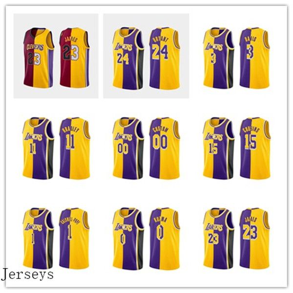 men los lakers angeles 23 james 3 davis 24 bryant 2 cook 0 kuzma 34 o'neal lebron anthony quinn kyle golden split jersey, Black
men los lakers angeles 23 james 3 davis 24 bryant 2 cook 0 kuzma 34 o'neal lebron anthony quinn kyle golden split jersey, Black