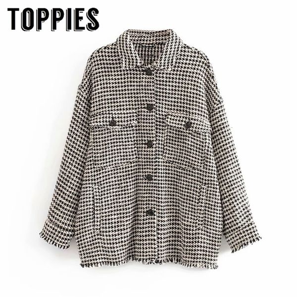 twill tweed jacket women vintage single breasted tassel coat european houndstooth jacket plus size oversize coat 201123, Black;brown
twill tweed jacket women vintage single breasted tassel coat european houndstooth jacket plus size oversize coat 201123, Black;brown