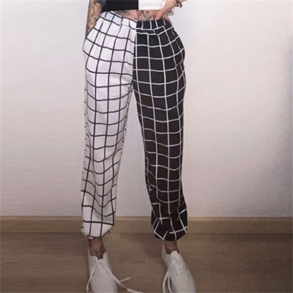 plaid patchwork women jogger pants streetwear high waist elastic female trousers new summer hip hop ladies bottoms pants 201118, Black;white
plaid patchwork women jogger pants streetwear high waist elastic female trousers new summer hip hop ladies bottoms pants 201118, Black;white