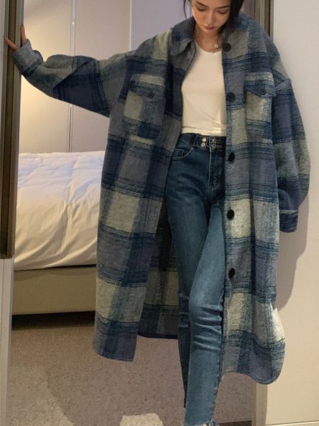 woolen plaid mid-length coat autumn and winter warm single-breasted jacket long outwear with large pockets lj201106, Black
woolen plaid mid-length coat autumn and winter warm single-breasted jacket long outwear with large pockets lj201106, Black