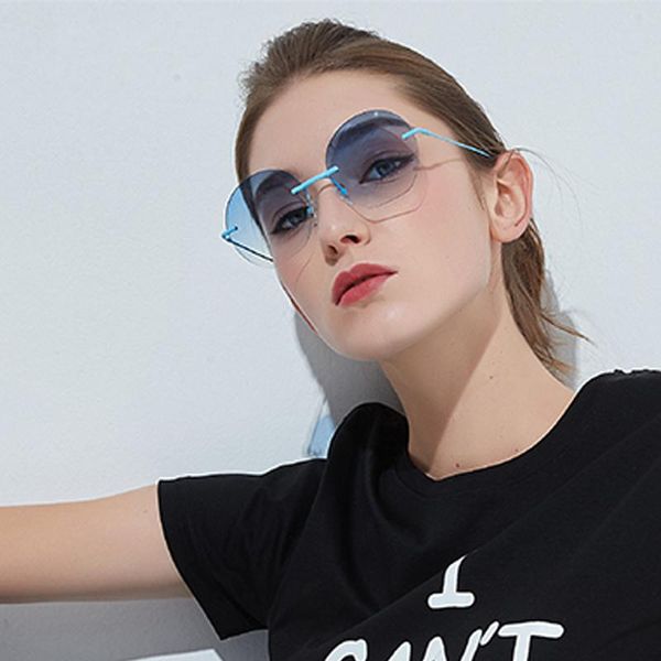 sunglasses design fashion rimless round gradient blue pink lens men vintage sun glasses, White;black
sunglasses design fashion rimless round gradient blue pink lens men vintage sun glasses, White;black