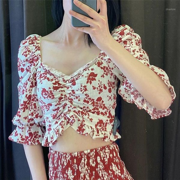 stylish sweet floral print ruffled crop blouses women v-neck flare sleeve female shirts blusas chic 1, White
stylish sweet floral print ruffled crop blouses women v-neck flare sleeve female shirts blusas chic 1, White
