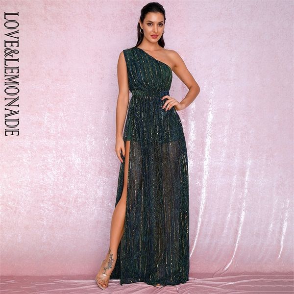 love&lemonade green one shoulder composite sequin material split party dress lm80768-a t200604, Black;gray
love&lemonade green one shoulder composite sequin material split party dress lm80768-a t200604, Black;gray