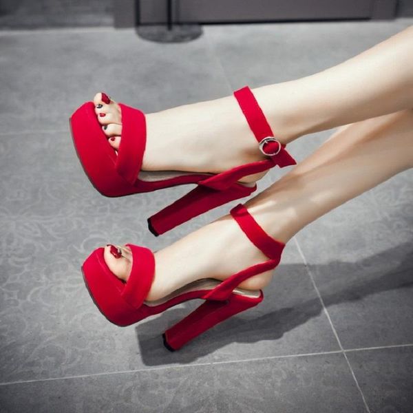 sandals 12cm temperament thick bottom buckle high heel women fashion wild suede simple plus size, Black
sandals 12cm temperament thick bottom buckle high heel women fashion wild suede simple plus size, Black