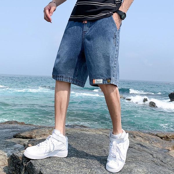 men's jeans thin section denim shorts straight-cut loose-fit elasticity men capri pants summer breeches, Blue
men's jeans thin section denim shorts straight-cut loose-fit elasticity men capri pants summer breeches, Blue