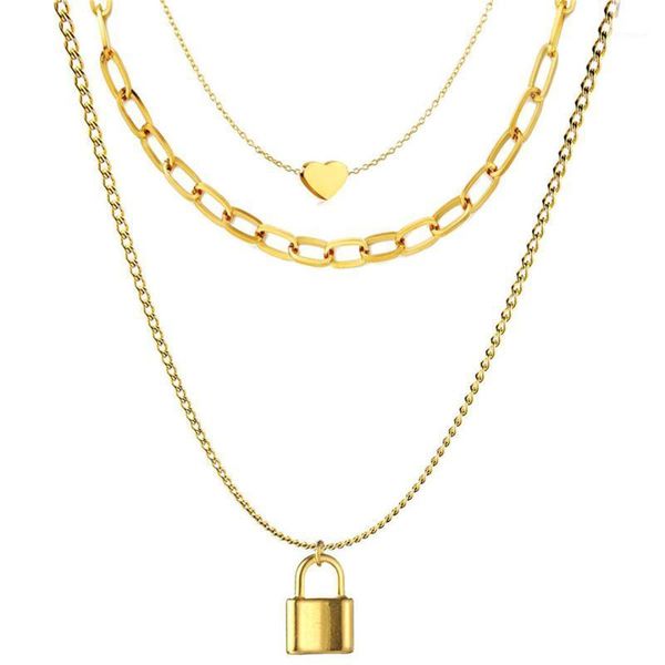 chokers 2021 fashion multilayer hip hop neck chains for women jewelry gold color stainless steel padlock heart pendant necklace1, Golden;silver
chokers 2021 fashion multilayer hip hop neck chains for women jewelry gold color stainless steel padlock heart pendant necklace1, Golden;silver