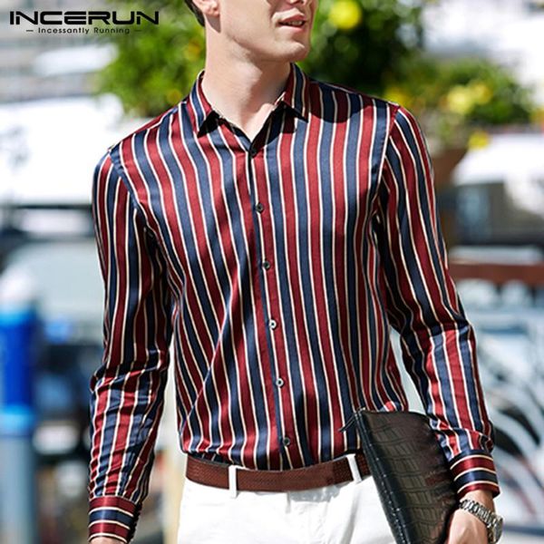 incerun men long sleeve lapel neck polyester spring summer shirt 2020 thin color vertical stripe fashion casual camisa masculina, White;black 
incerun men long sleeve lapel neck polyester spring summer shirt 2020 thin color vertical stripe fashion casual camisa masculina, White;black