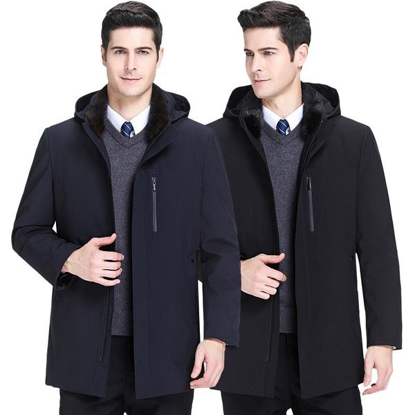 men's down & parkas winter brand jacket medium long hoodie middle aged business leisure high grade men, Black
men's down & parkas winter brand jacket medium long hoodie middle aged business leisure high grade men, Black