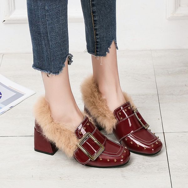 women high heel casual shoes fashion fur decoration rivet pumps buckle office ladies shoes warm women party wedding fur shoes, Black
women high heel casual shoes fashion fur decoration rivet pumps buckle office ladies shoes warm women party wedding fur shoes, Black