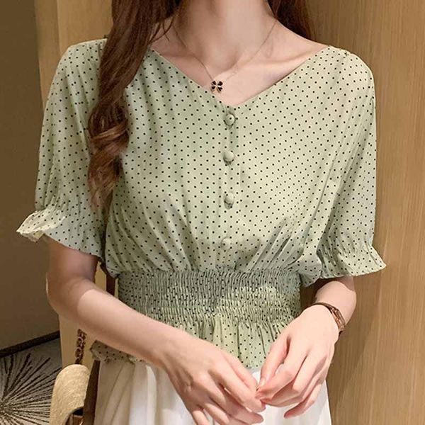 women's blouses & shirts women blusas mujer de moda 2021 blouse short sleeve v-neck dot chiffon shirt d304, White
women's blouses & shirts women blusas mujer de moda 2021 blouse short sleeve v-neck dot chiffon shirt d304, White