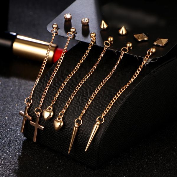 17km bijoux geometric long tassel earring set rivet earrings for women cross earring crystal brincos female jewelry 6 pairs/lot wmtokw, Black;white
17km bijoux geometric long tassel earring set rivet earrings for women cross earring crystal brincos female jewelry 6 pairs/lot wmtokw, Black;white