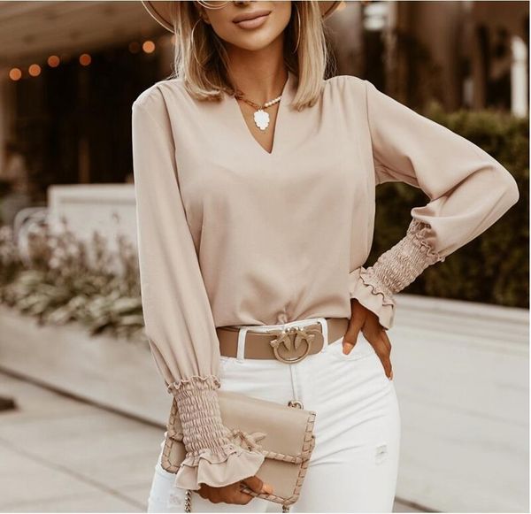 2020 autumn elegant deep v-neck solid blouse shirts women casual loose long sleeve pullover office lady fashion sweet blusa, White
2020 autumn elegant deep v-neck solid blouse shirts women casual loose long sleeve pullover office lady fashion sweet blusa, White