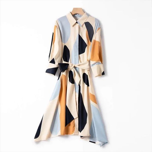 2020 women watercolor printed shirt dress long sleeve turn down collar patchwork asymmetrical loose dresses with sashes, Black;gray
2020 women watercolor printed shirt dress long sleeve turn down collar patchwork asymmetrical loose dresses with sashes, Black;gray