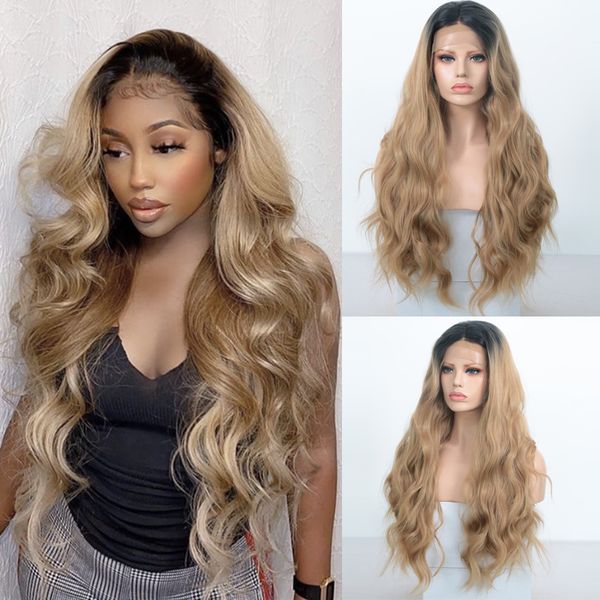 charisma ombre ash blonde wig long body wave synthetic lace front wig for black women with black roots cosplay wigs, Black;brown
charisma ombre ash blonde wig long body wave synthetic lace front wig for black women with black roots cosplay wigs, Black;brown