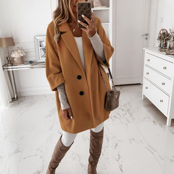 autumn winter jacket women solid colors loose single breasted button pocket three quarter sleeve long coats 4 colors plus size, Black;brown
autumn winter jacket women solid colors loose single breasted button pocket three quarter sleeve long coats 4 colors plus size, Black;brown