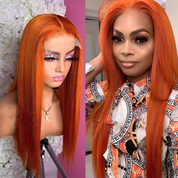 lace wigs atina 180 density ginger orange straight human hair colored bleack knots remy pre plucked front wig, Black;brown
lace wigs atina 180 density ginger orange straight human hair colored bleack knots remy pre plucked front wig, Black;brown