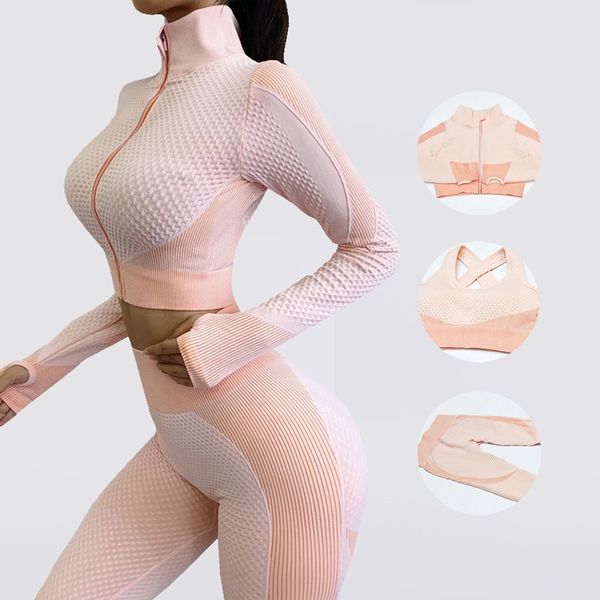 seamless yoga set tracksuit women long sleeve zipper sportwear gym leggings sport fitness clothing workout clothes for women lj200815, Gray
seamless yoga set tracksuit women long sleeve zipper sportwear gym leggings sport fitness clothing workout clothes for women lj200815, Gray