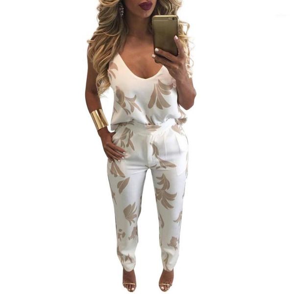 women 2 two piece set summer cami tank pants set leaf print v neck backless zip back vest trousers 2pcs casual outfit1, White
women 2 two piece set summer cami tank pants set leaf print v neck backless zip back vest trousers 2pcs casual outfit1, White