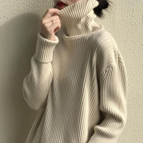 women's sweaters 2021 autumn winter women sweater basic shirt soild fashion long sleeve pollovers kintted high neck loose female casual, White;black
women's sweaters 2021 autumn winter women sweater basic shirt soild fashion long sleeve pollovers kintted high neck loose female casual, White;black