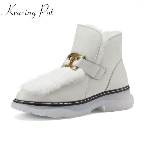 boots krazing pot simple style metal decorations flat platform snow round toe thick med heel slip on winter warm ankle l661, Black
boots krazing pot simple style metal decorations flat platform snow round toe thick med heel slip on winter warm ankle l661, Black