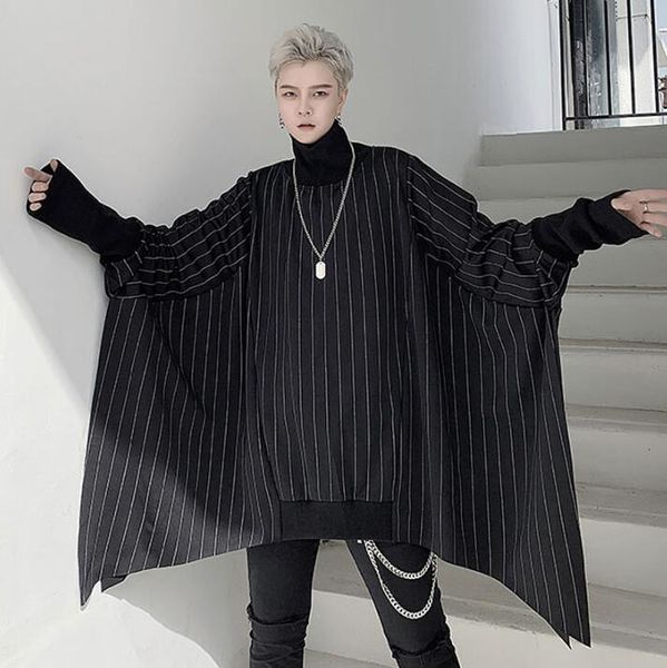 loose bat sleeves shirt men long sleeve stripe shirt high collar teenage korean mens personality stage singer dance b425, White;black
loose bat sleeves shirt men long sleeve stripe shirt high collar teenage korean mens personality stage singer dance b425, White;black