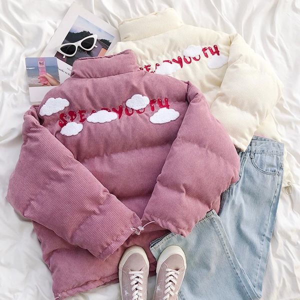 women's down & parkas woman winter corduroy puffer coat thicken warm short jacket japanese sweet cute baseball uniform outwear, Black
women's down & parkas woman winter corduroy puffer coat thicken warm short jacket japanese sweet cute baseball uniform outwear, Black