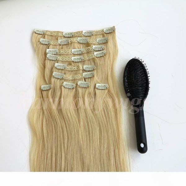 160g 10pcs set clip in on hair extensions double drown straight 22inch brazilian indian remy human hair #613 bleach blonde, Black;brown
160g 10pcs set clip in on hair extensions double drown straight 22inch brazilian indian remy human hair #613 bleach blonde, Black;brown